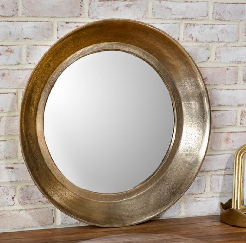 24" Antique Brass Bowl Mirror