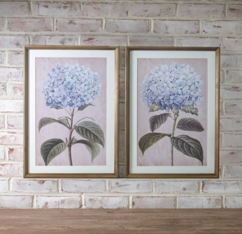 2 Assorted Hydrangea Print Wall Art
