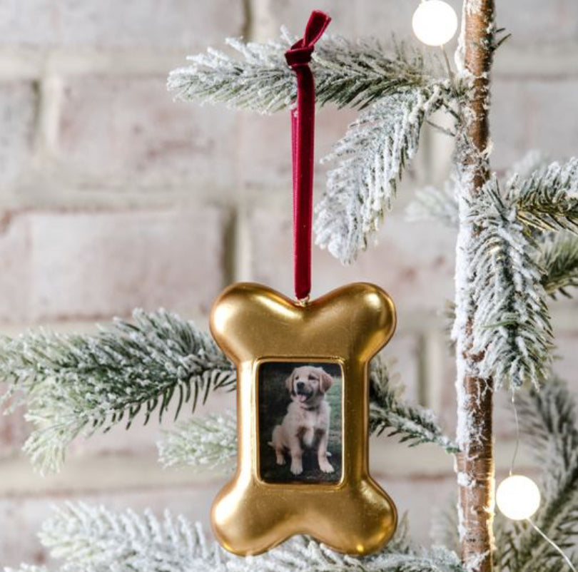Gold Dog Bone Frame Ornament