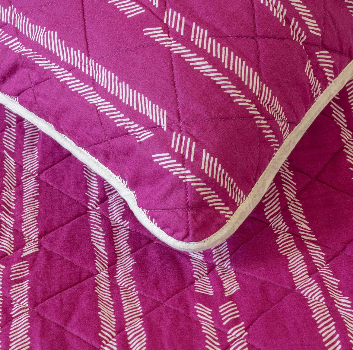 Full/Queen Shea Stripe 100% Cotton Quilt 3pc Coverlet & Shams