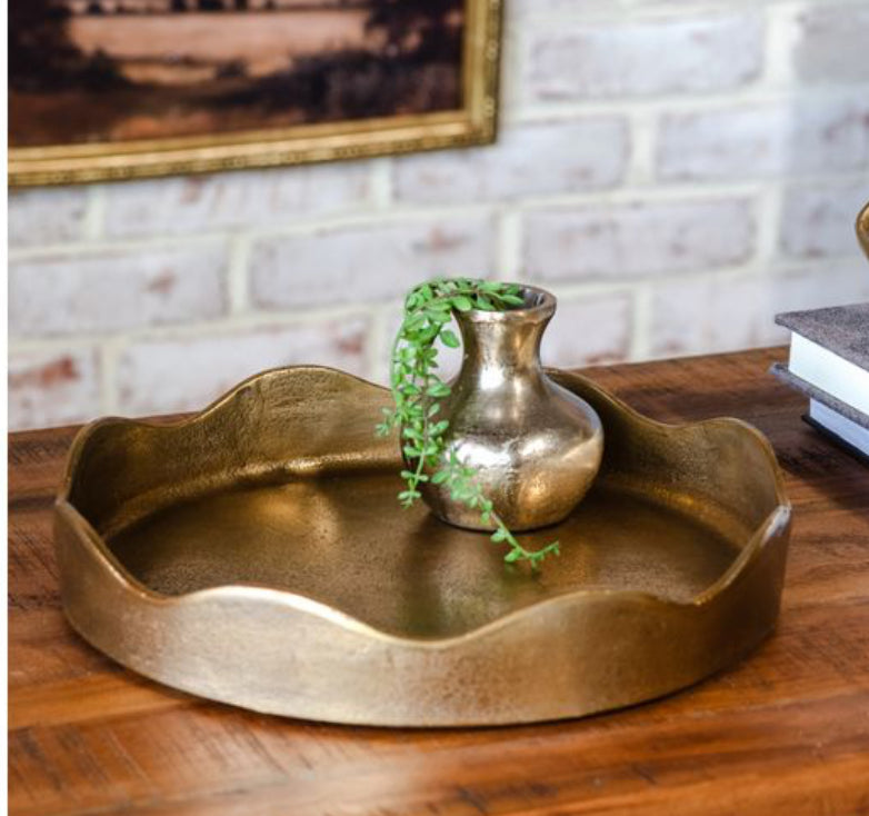 11.5 Antique Gold Ruffle Dish