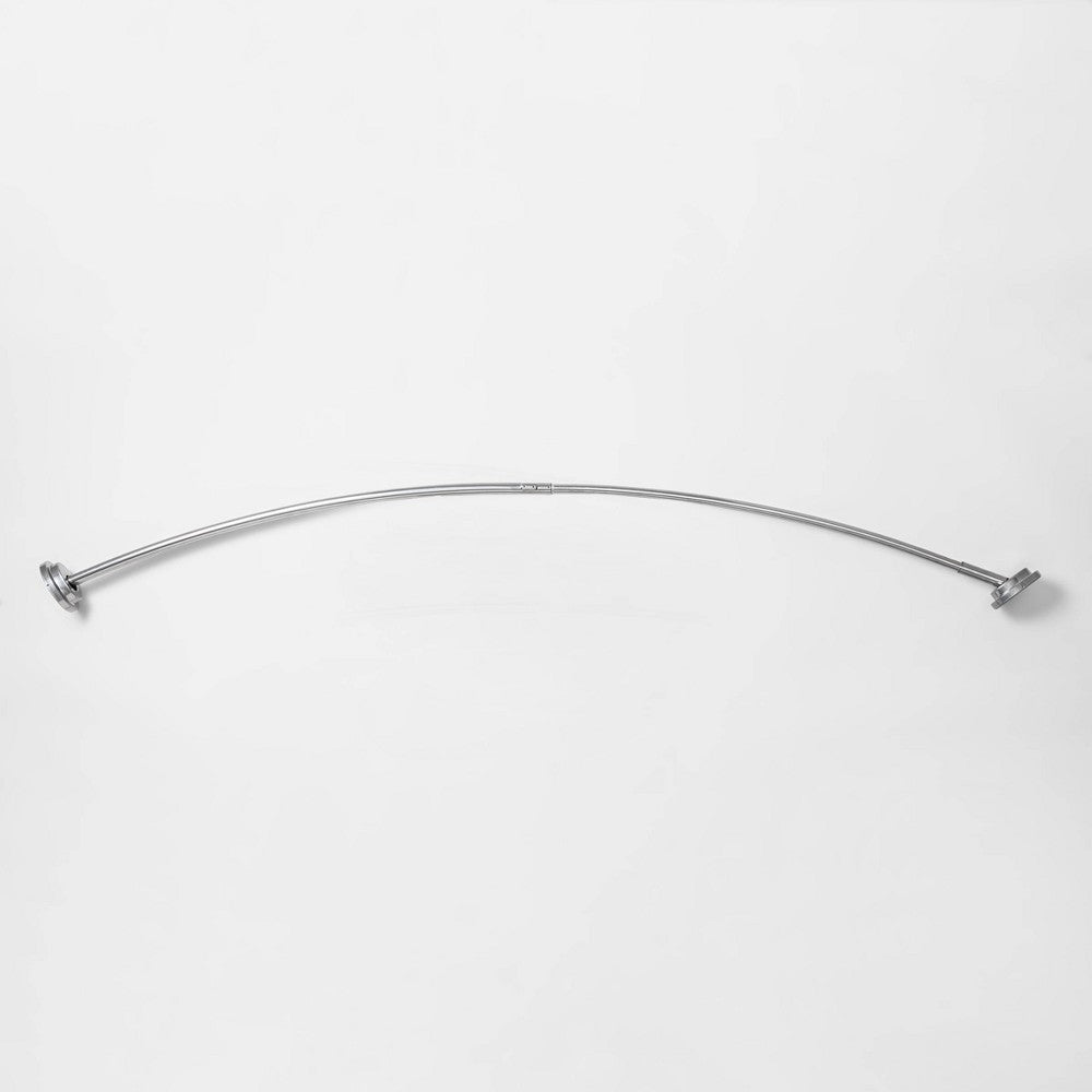 72" Dual Mount Curved Steel Shower Curtain Rod with Tiered End Cap Chrome - Threshold