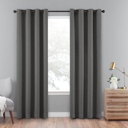 50” x 108” Grey Eclipse Blackout Grommet Panel Window Curtain Set of 2