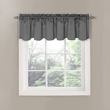 42” x 21” Eclipse Canova Rod-Pocket Valance Black