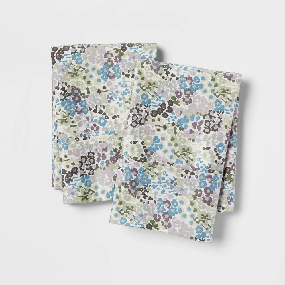 King Printed Performance 400 Thread Count Pillowcase Set Floral Purple - Threshold