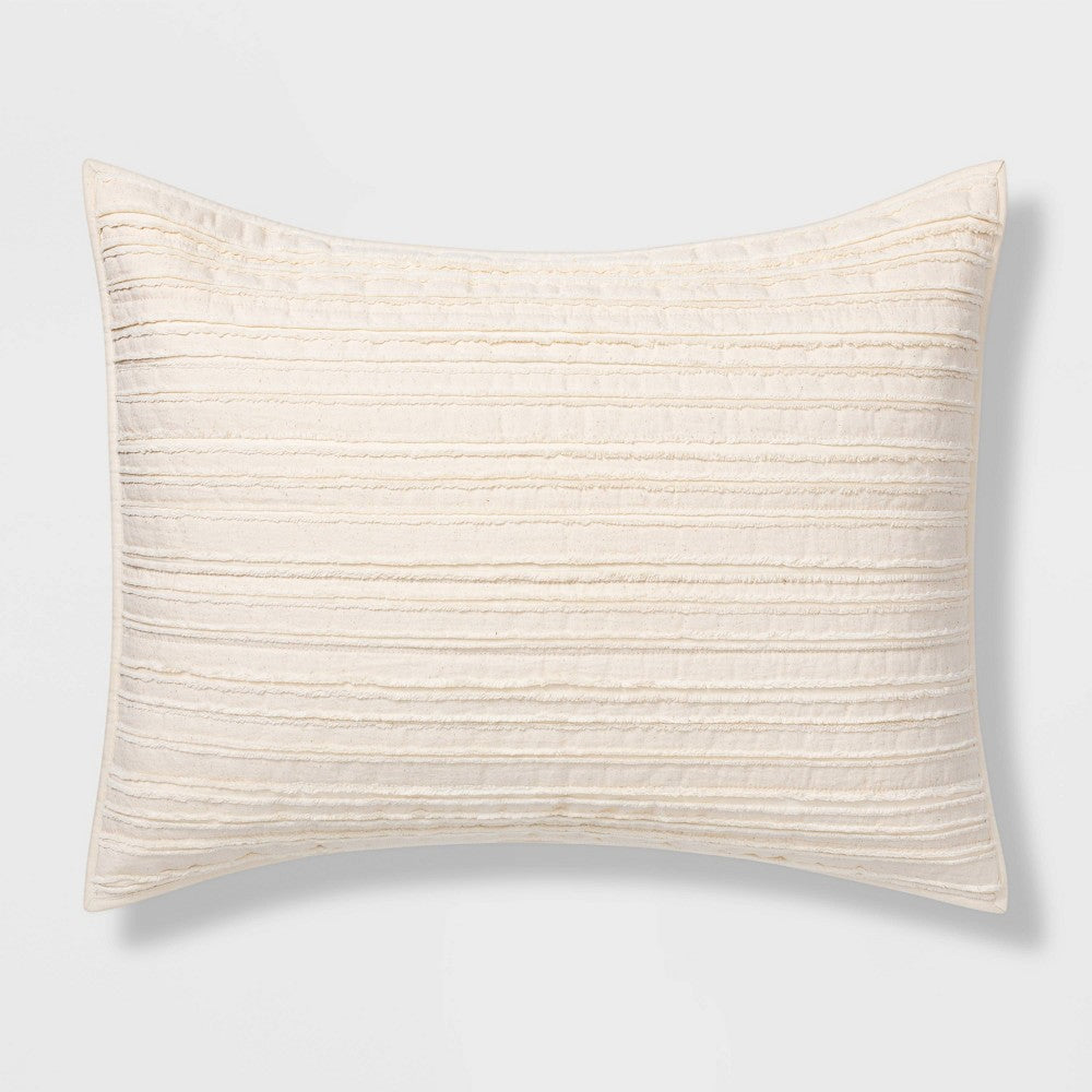 Standard Clipped Textured Quilt Sham Cream - Threshold
