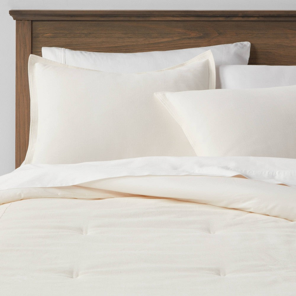 As Is King Velvet Comforter and Sham Set Cream - Threshold
