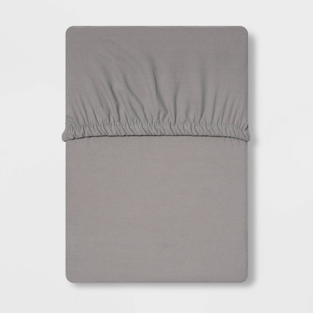 Twin 300 Thread Count Ultra Soft Fitted Sheet Gray - Threshold