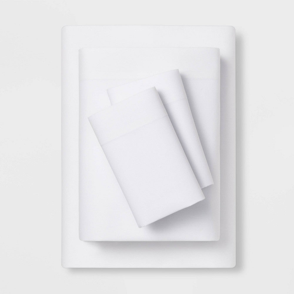 As Is Queen Easy Care Solid Sheet Set White - Room Essentials