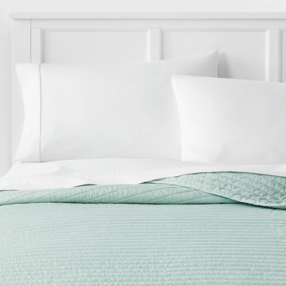 Twin/Twin Extra Long Garment Washed Microfiber Quilt Mint Green - Room Essentials
