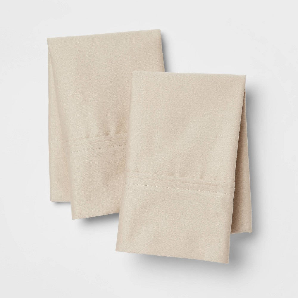As Is King Solid Performance 400 Thread Count Pillowcase Set True Khaki - Threshold