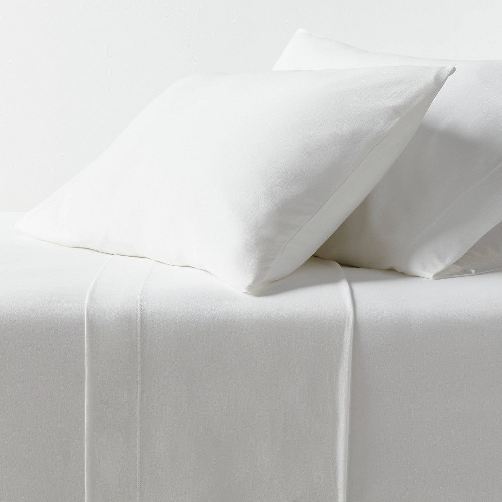 As Is Queen Cotton Jersey Sheet Set White - Threshold