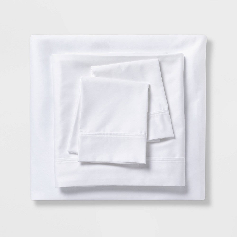 Full 500 Thread Count Tri-Ease Solid Sheet Set White - Threshold