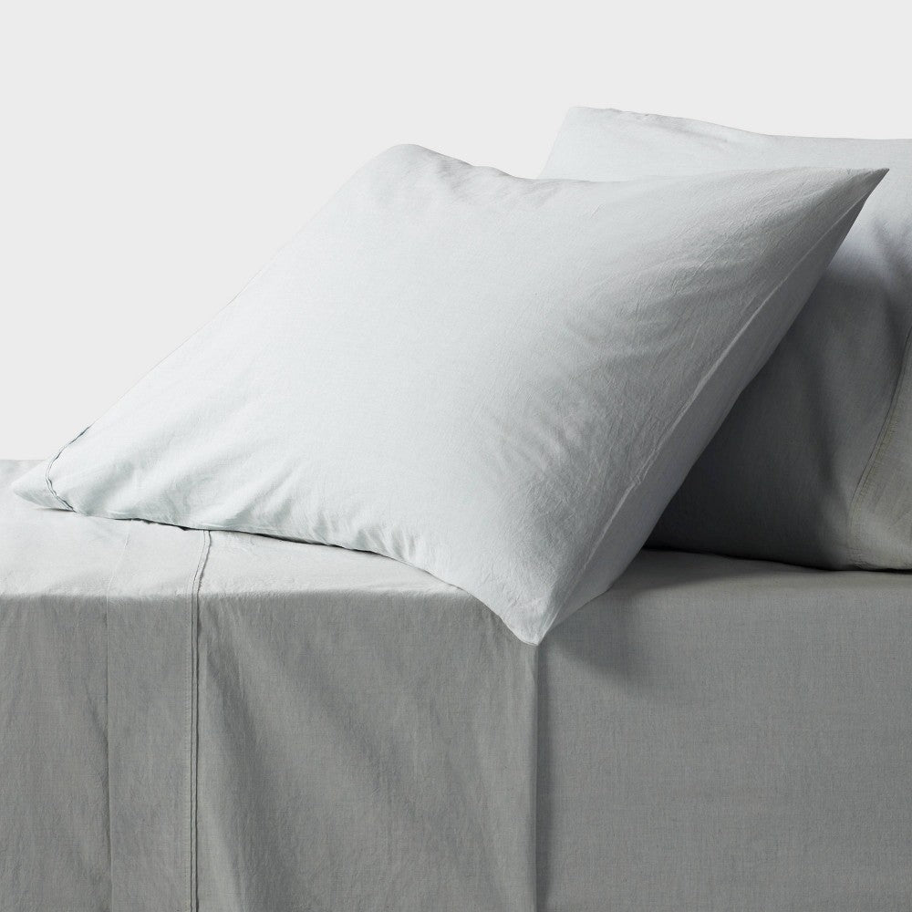 As Is Twin/Twin XL 250 Thread Count Organic Percale Sheet Set Blue Chambray - Threshold