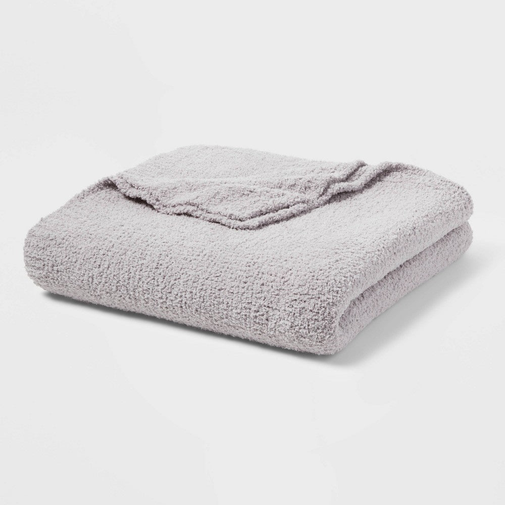As Is King Cozy Chenille Bed Blanket Gray - Threshold
