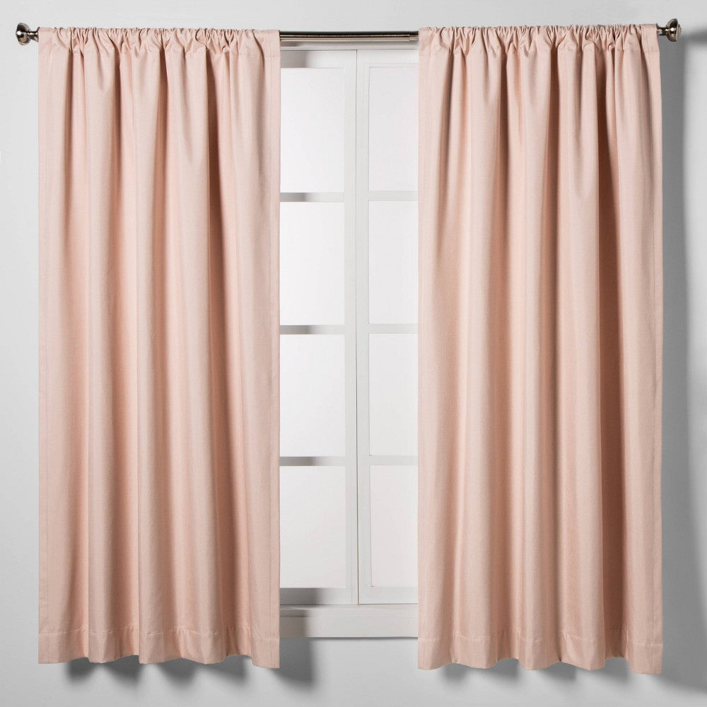 42"x63" Room Darkening Heathered Window Curtain Panel Pink Room Essentials - 1 Panel