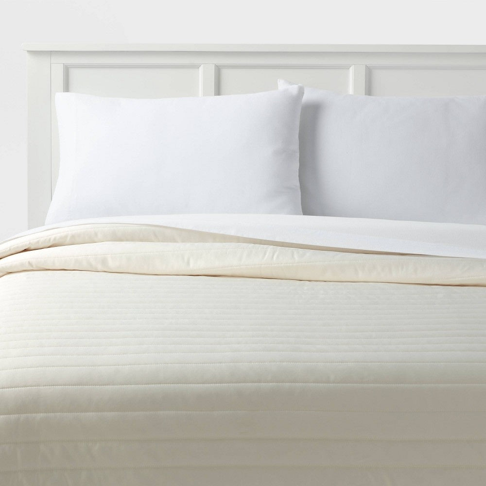 Full/Queen Satin Quilt Ivory - Room Essentials™: Midweight Sateen Coverlet