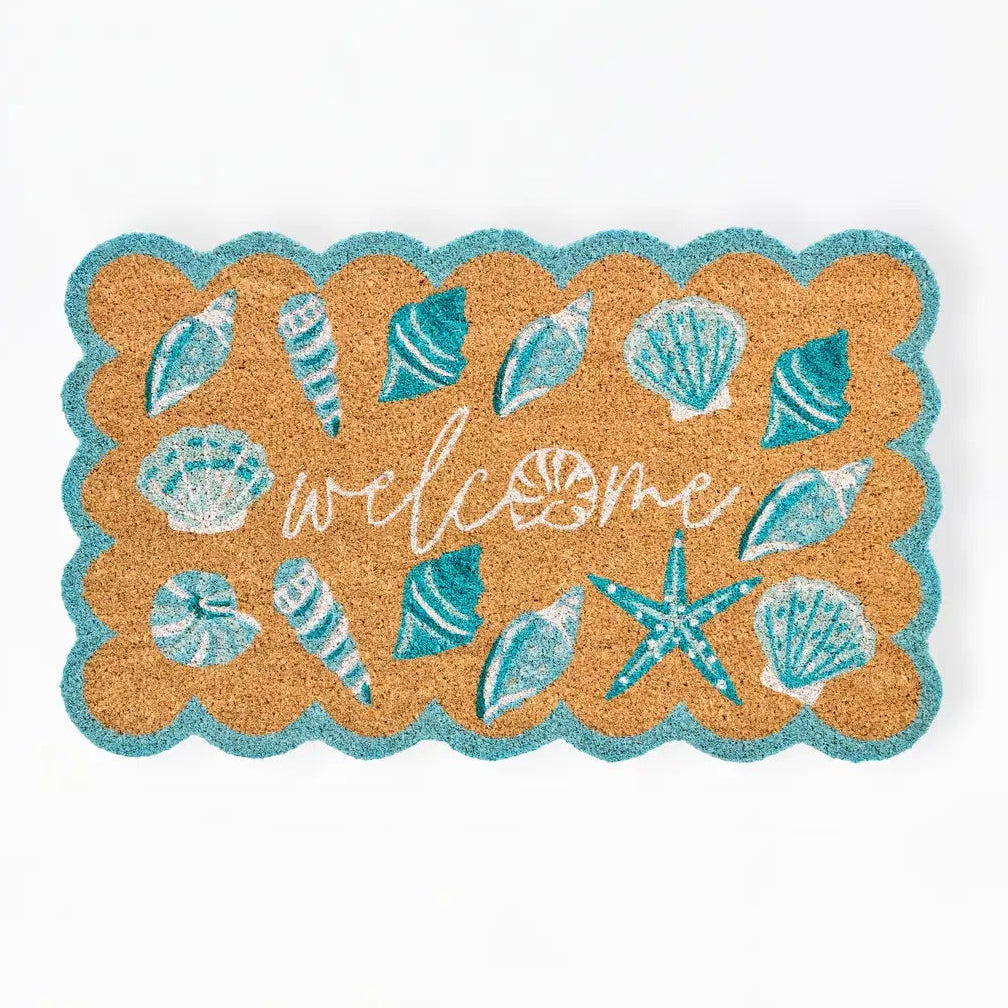Mary Square - Scalloped Door Mat | Coastal Welcome