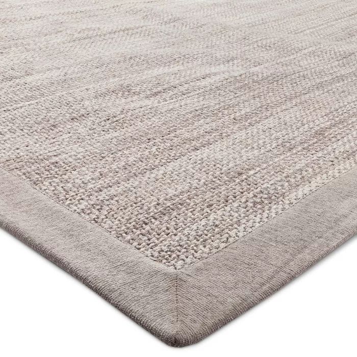 5' x 7' Basketweave Woven Border Area Rug Light Gray - Threshold