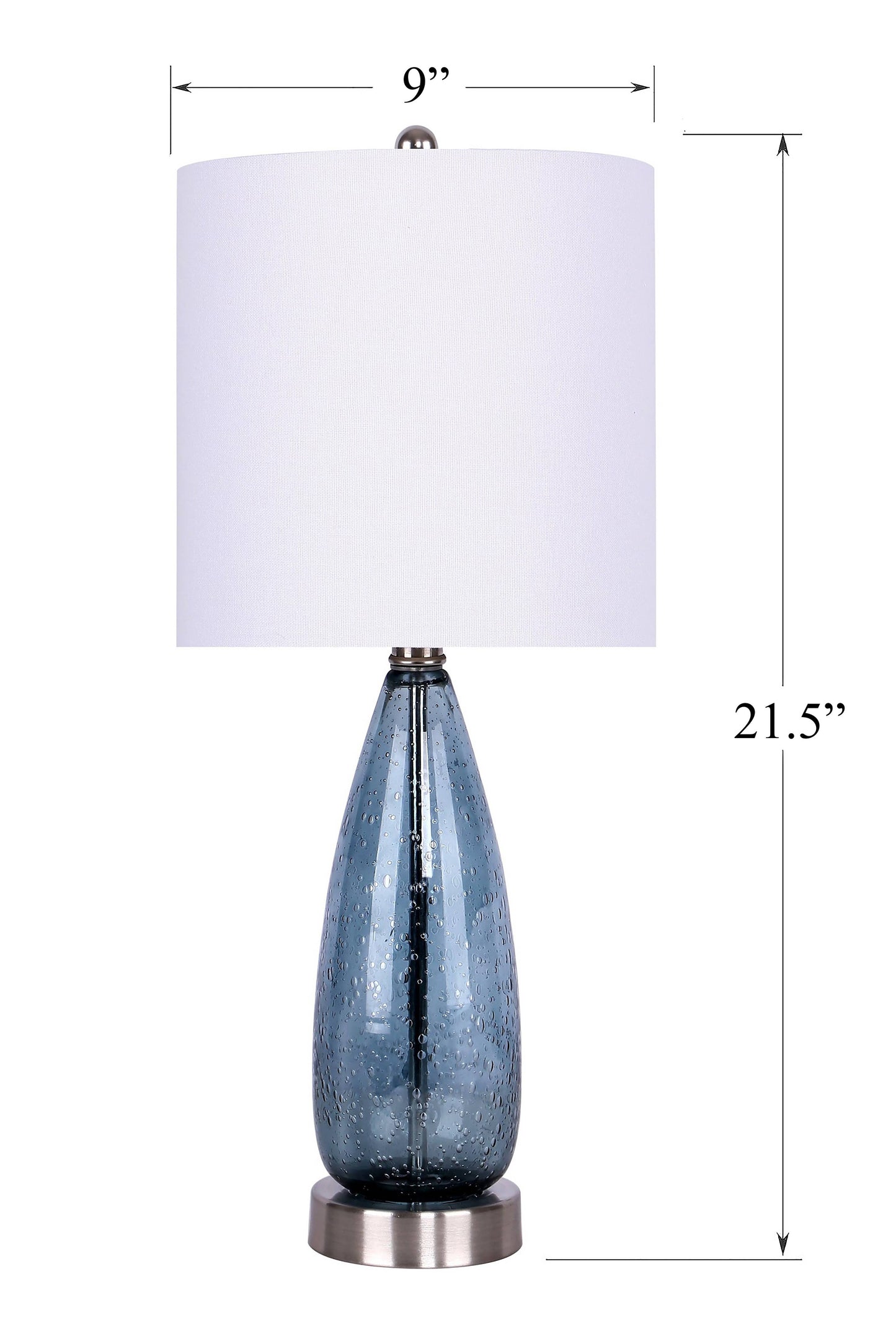 21.5" Glass Accent Lamps with Brushed Nickel Accents: Sapphire Blue Glass