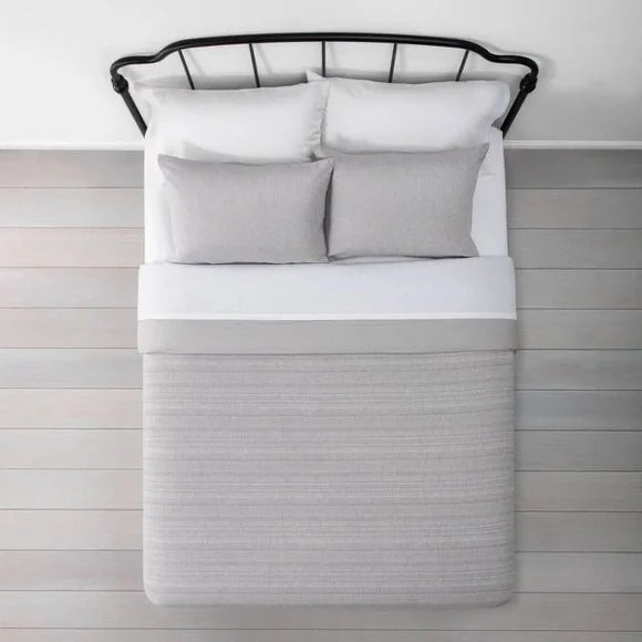 Textured Stripe Comforter Set Full / Queen Jet Gray - Hearth & Hand