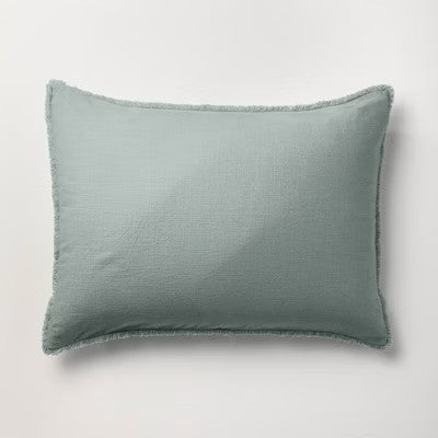 Standard Heavyweight Linen Blend Pillow Sham Sage Green - Casaluna