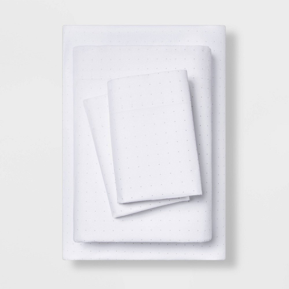 Twin/Twin XL Easy Care Printed Pattern Sheet Set Gray Dot - Room Essentials