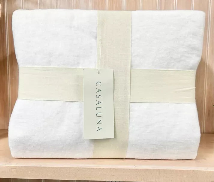 Lightweight 100% Linen King White Duvet & Sham Set - Casaluna