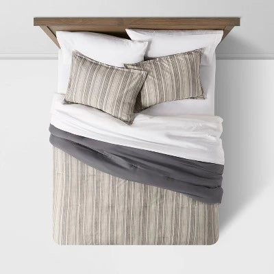 Rangeley Stripe Comforter Set 7pc Full Sheets Gray - Threshold