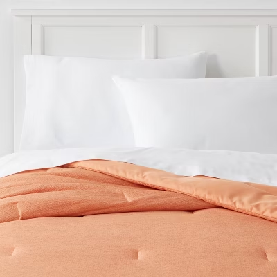 Microfiber Micro Texture Comforter Light Orange Full/Queen - Room Essentials