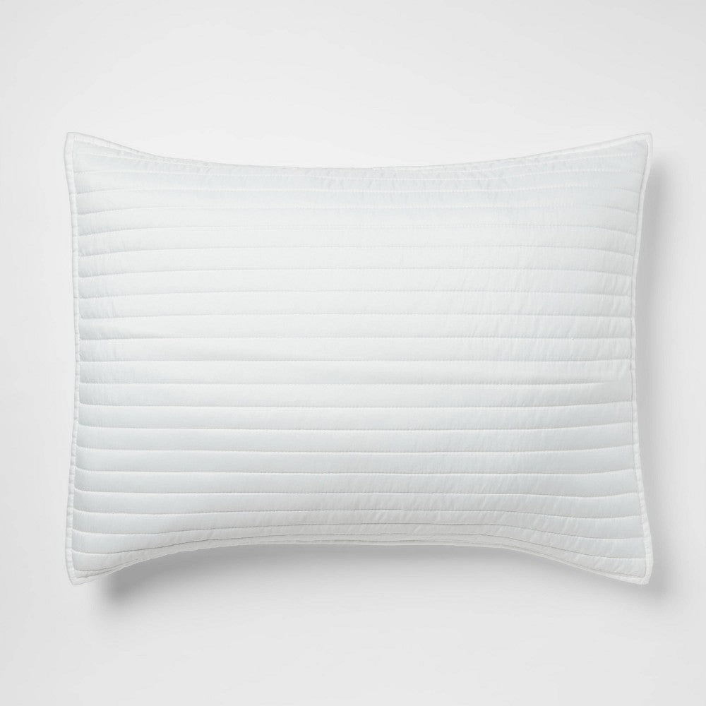 Standard Garment Washed Microfiber Quilt Sham White - Room Essentials