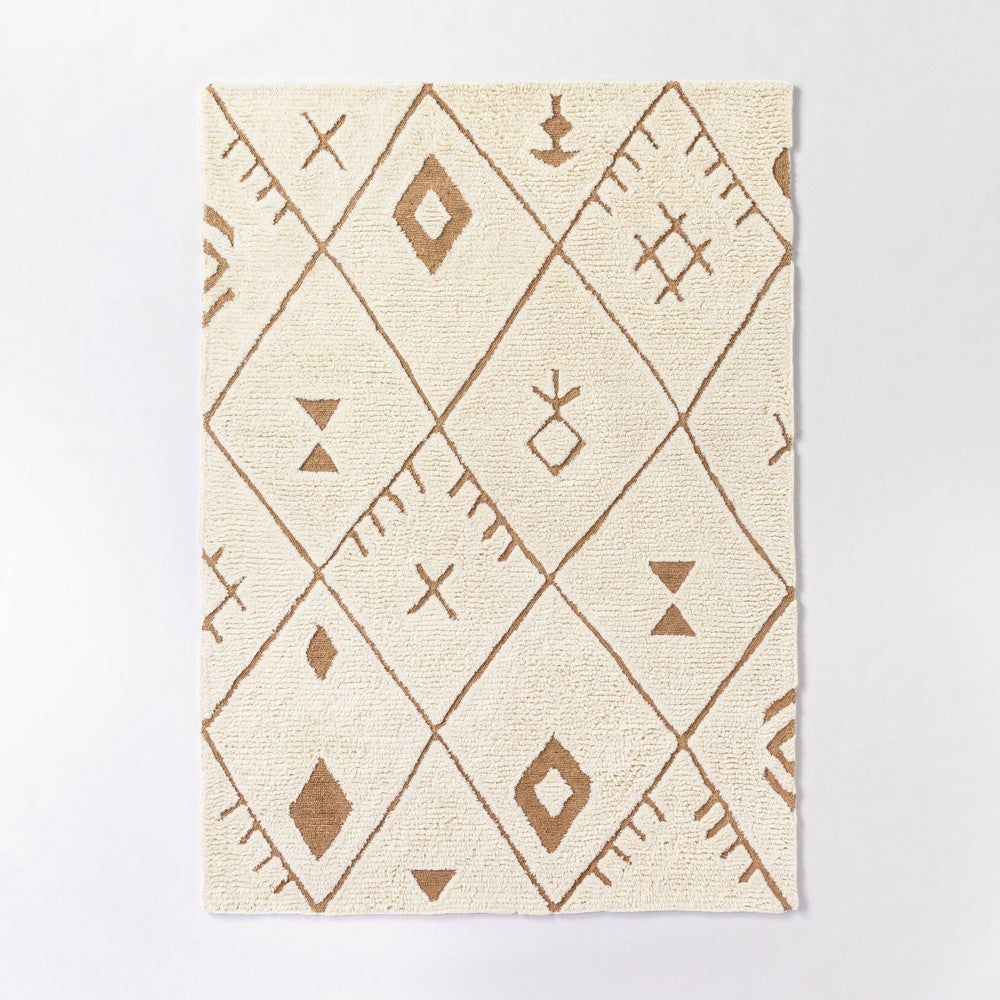 5' x 7' Claybourne Geometric Shag Diamond Wool/Jute Area Rug Ivory - Threshold Studio McGee