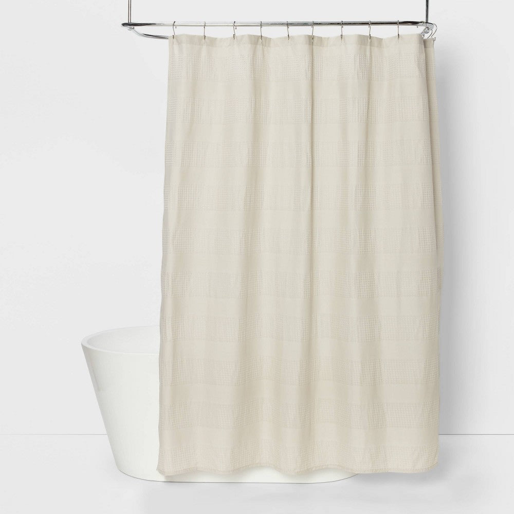 Waffle Inset Shower Curtain Light Taupe - Threshold