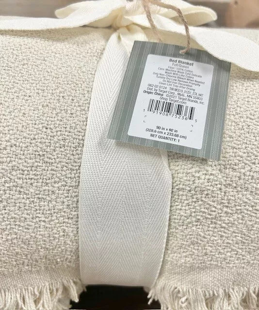Bed Blanket Light Beige Full/Queen 100% Cotton - Threshold