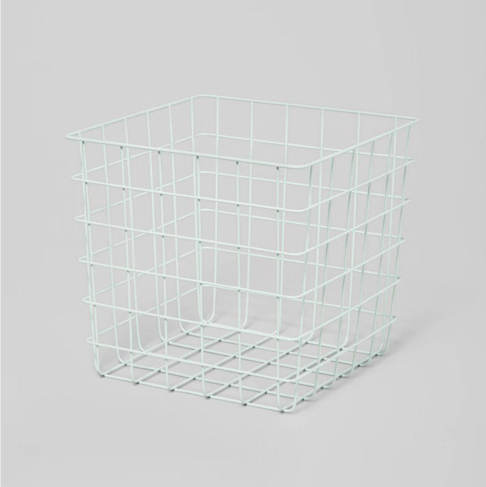 11" Square Wire Decorative Basket Green - Brightroom