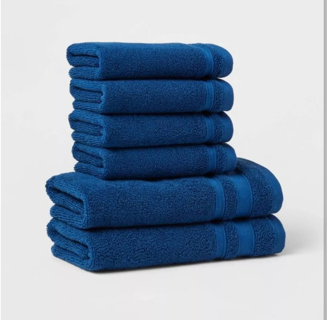 6pc Performance Hand Towel & Washcloth Set Blue - Threshold