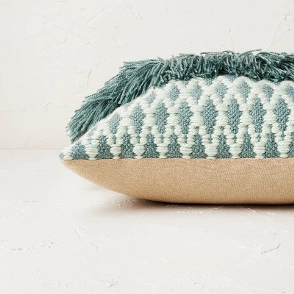 Diamond Textured Woven Square Throw Pillow Turquoise - Opalhouse™ designed with Jungalow