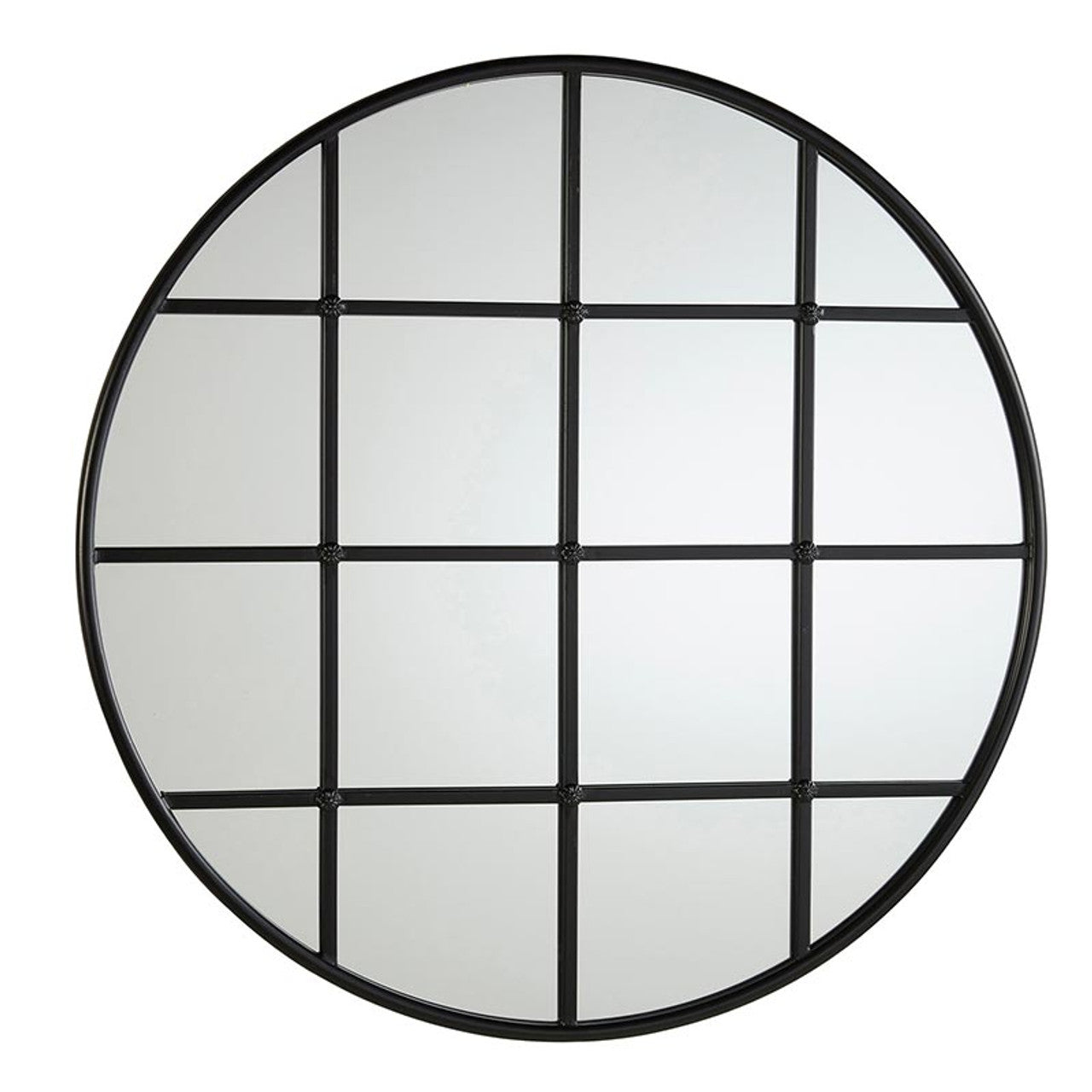 Black Round Pane Mirror - 26" Diameter