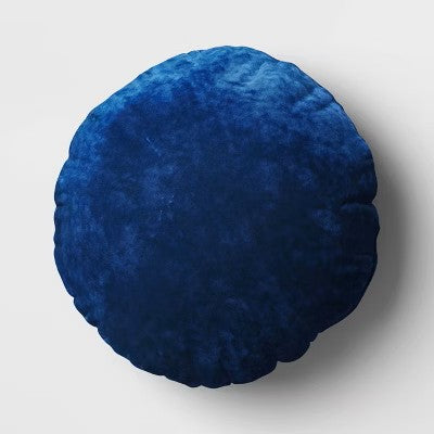 Lustrous Velvet Round Throw Pillow Navy Blue - Threshold