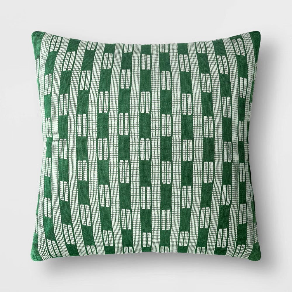 Oversized Dash Square Throw Pillow Ivory/Green