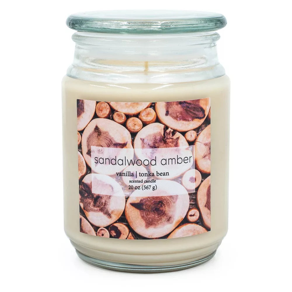 20oz Sandlewood Amber Glass Jar Candle