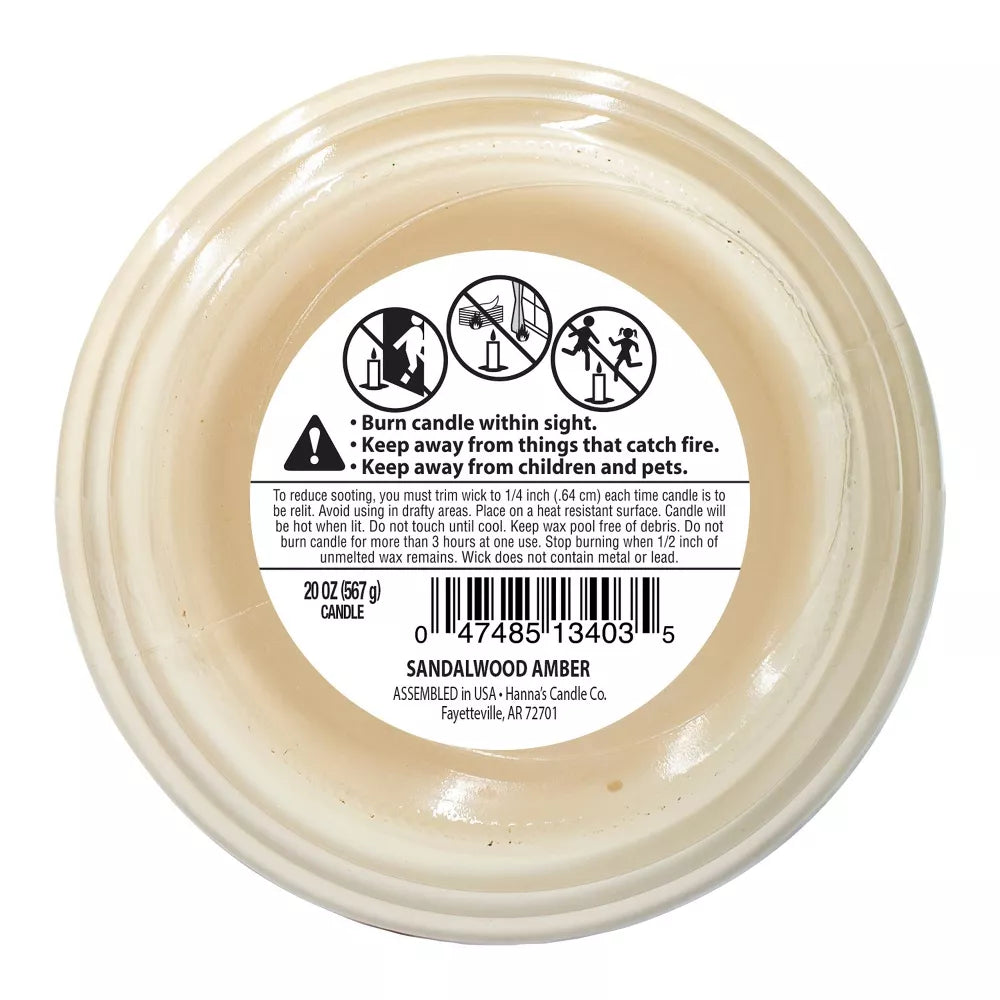 20oz Sandlewood Amber Glass Jar Candle