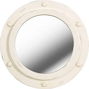 Port Weathered White Finish Beveled Glass Casual Mirror 24" x 24"