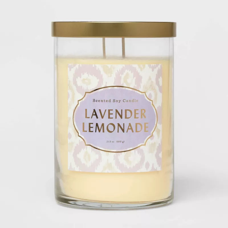 2-Wick Clear Glass Lavender Lemonade Lidded Jar Candle 21.5oz - Opalhouse™