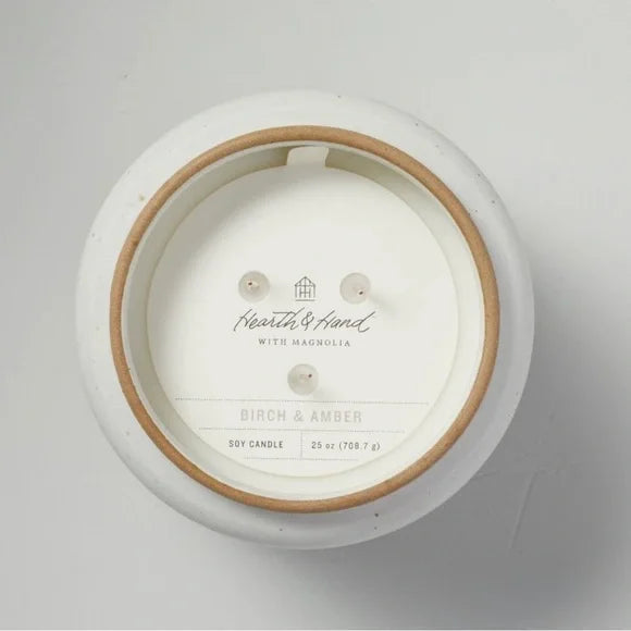 Hearth & Hand With Magnolia Birch & Amber Speckled Ceramic Candle - Cream