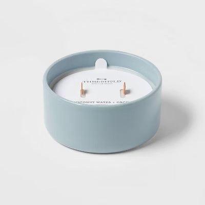 Coconut Water & Orchid Ceramic Blue Candle 8 oz - Threshold