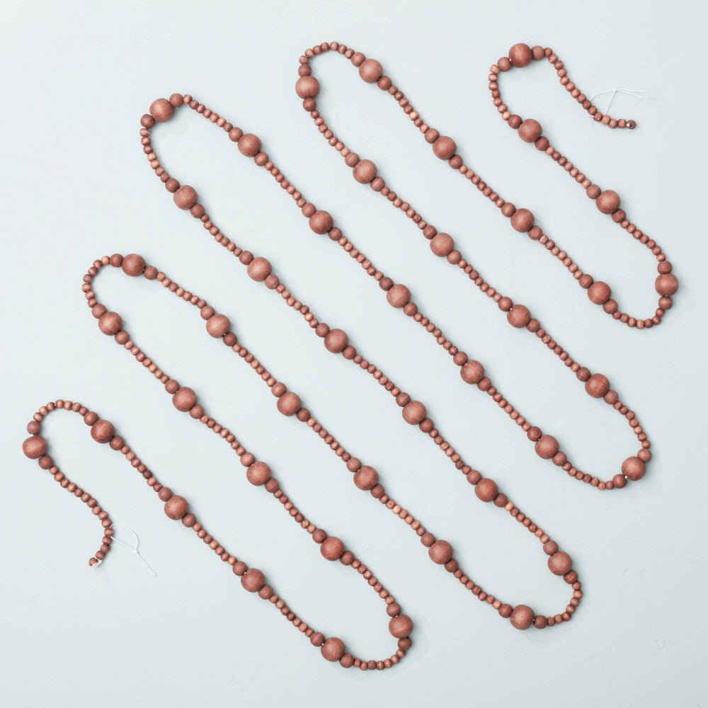 Natural Wood 12' Beaded Garland - Hearth & Hand - BROWN