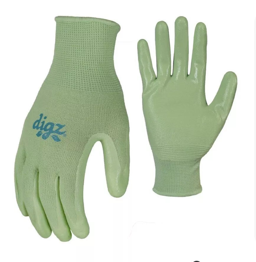 Digz Nitrile Dipped Garden Gloves Light Green