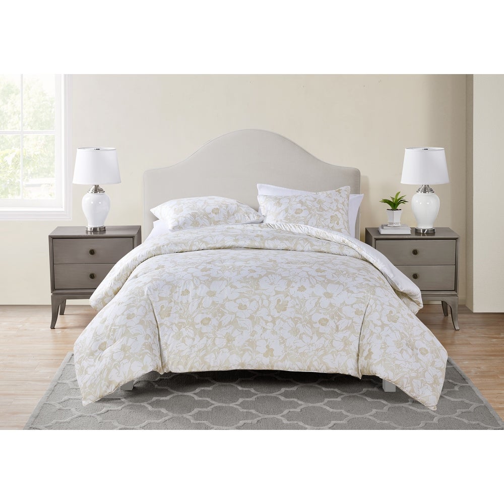 Queen Tahari Home Rhianna Neutral Floral Comforter Set