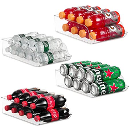 Set of 4 Fridge/Freezer Organizing Clear Plastic Bins - Bottles . Cans